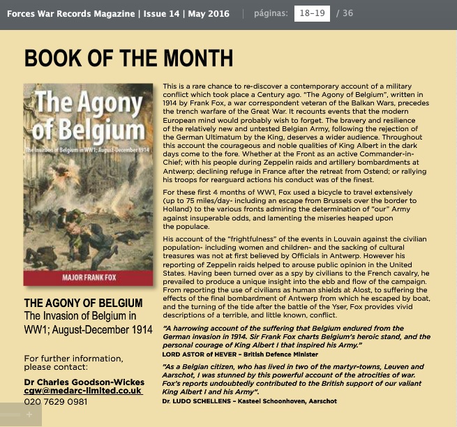 The Agony of Belgium - Forces War Records Book of The Month